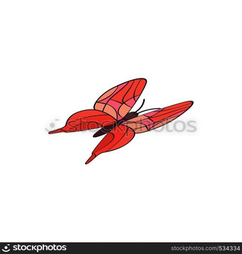 Red butterfly icon in isometric 3d style on a white background. Red butterfly icon, isometric 3d style