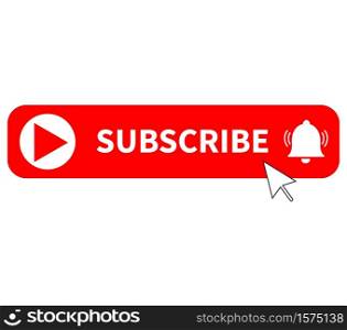 red button subscribe of channel on white background. subscribe button sign. subscribe button for social media symbol. subscribe to video channel, blog and newsletter. flat style
