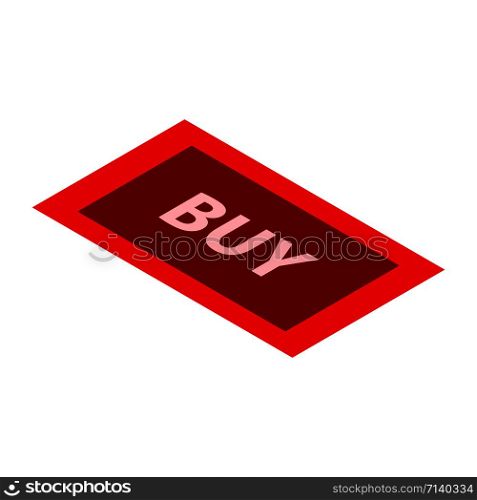 Red buy button icon. Isometric of red buy button vector icon for web design isolated on white background. Red buy button icon, isometric style