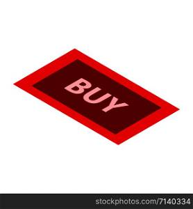Red buy button icon. Isometric of red buy button vector icon for web design isolated on white background. Red buy button icon, isometric style