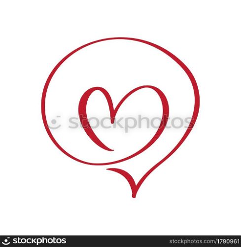 Red Calligraphy heart in frame bubble cartoon with place for your text. Vector illustration logo design template icon for Valentine Day.. Red Calligraphy heart in frame bubble cartoon with place for your text. Vector illustration logo design template icon for Valentine Day