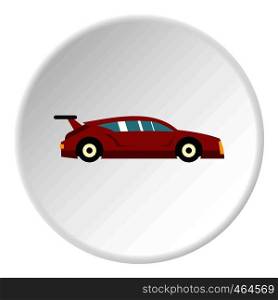 Red car icon in flat circle isolated vector illustration for web. Red car icon circle