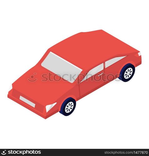 Red car icon. Isometric of red car vector icon for web design isolated on white background. Red car icon, isometric style