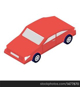 Red car icon. Isometric of red car vector icon for web design isolated on white background. Red car icon, isometric style