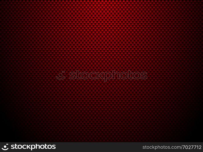 Red carbon fiber background and texture with lighting. Material wallpaper for car tuning or service. Vector illustration