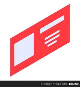 Red card menu icon. Isometric of red card menu vector icon for web design isolated on white background. Red card menu icon, isometric style