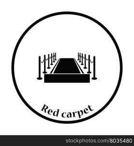 Red carpet icon. Thin circle design. Vector illustration.