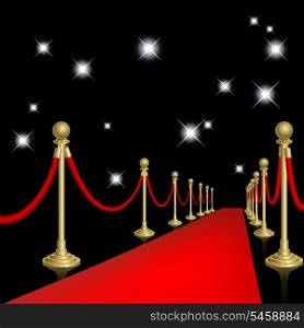 Red carpet with guard. Clipping Mask. Mesh.