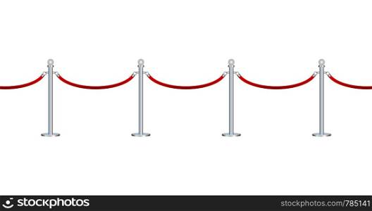Red carpet with red ropes on golden stanchions. Exclusive event, movie premiere, gala, ceremony, awards concept. Vector illustration.. Red carpet with red ropes on golden stanchions. Exclusive event, movie premiere, gala, ceremony, awards concept. Vector stock illustration.