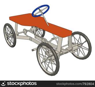 Red carriage, illustration, vector on white background.