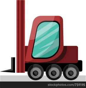 red cartoon lift truck vector illustration on white background.