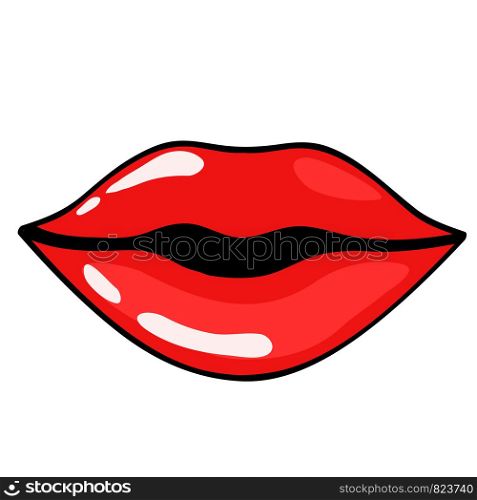 Red cartoon woman lips for your design, stock vector illustration