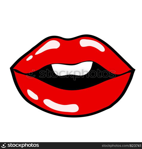 Red cartoon woman lips for your design, stock vector illustration