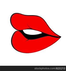 Red cartoon woman lips with teeth for your design, stock vector illustration