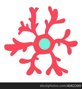 Red cell with nucleus and outgrowth semi flat color vector object. Cell biology. Chemical composition. Full sized item on white. Simple cartoon style illustration for web graphic design and animation. Red cell with nucleus and outgrowth semi flat color vector object