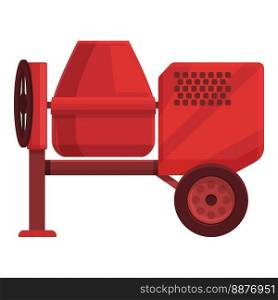 Red cement machine icon cartoon vector. Mix worker. Wall industry. Red cement machine icon cartoon vector. Mix worker