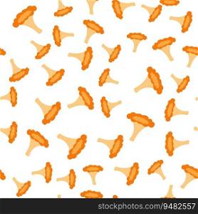 Red chanterelle mushrooms on a transparent background. Vector seamless pattern. For fabric, background, textile, wrapping paper and other decorations.