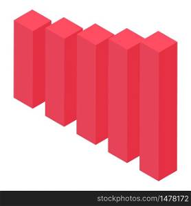 Red chart bars icon. Isometric of red chart bars vector icon for web design isolated on white background. Red chart bars icon, isometric style