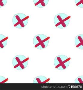 Red check mark, cross pattern seamless background texture repeat wallpaper geometric vector. Red check mark, cross pattern seamless vector