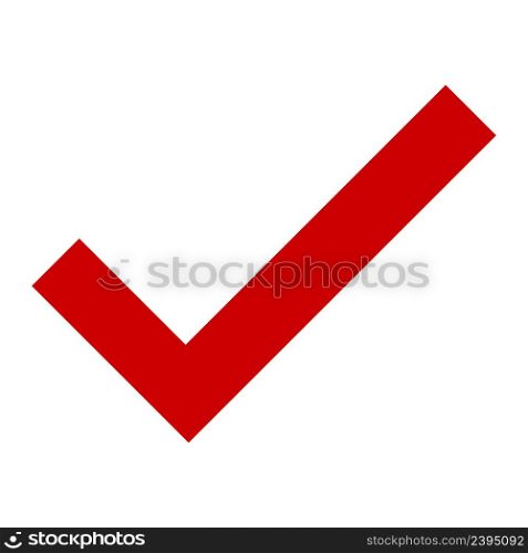 Red check mark icon. Positive choice illustration symbol. Sign app button.