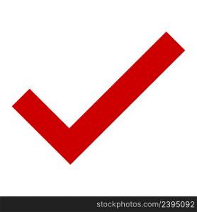 Red check mark icon. Positive choice illustration symbol. Sign app button.