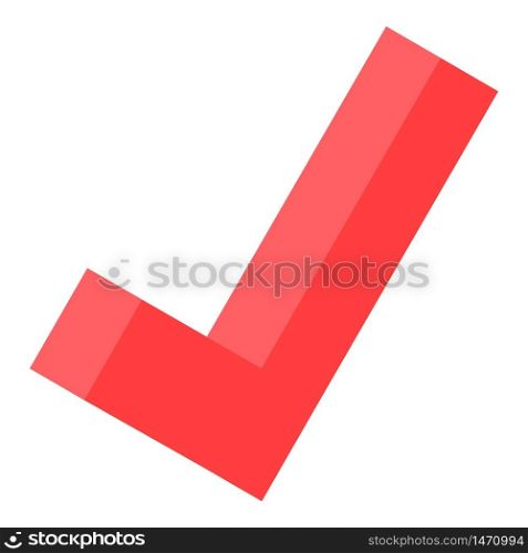 Red checkmark icon. Isometric of red checkmark vector icon for web design isolated on white background. Red checkmark icon, isometric style