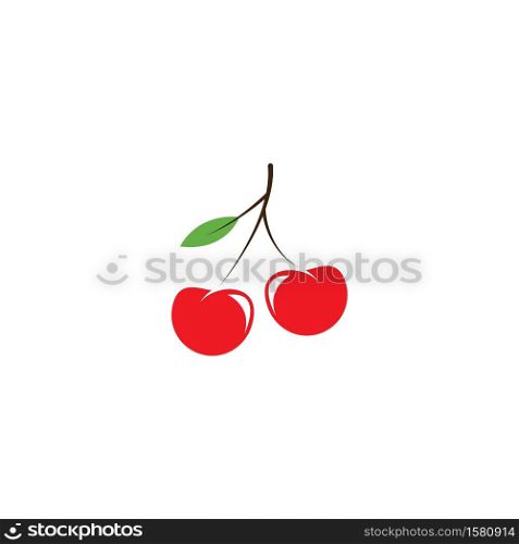 Red Cherry illustration logo vector template