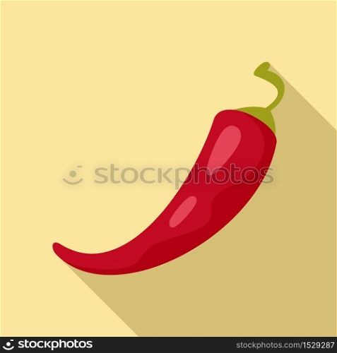 Red chili pepper icon. Flat illustration of red chili pepper vector icon for web design. Red chili pepper icon, flat style