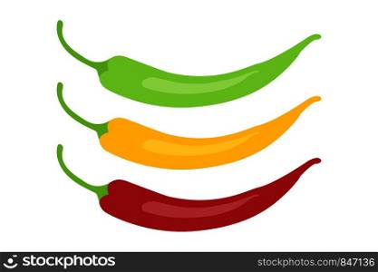 red chili pepper icon. red, green and yellow chili pepper. spicy mexican food. vegetable icon