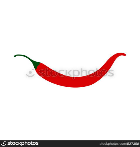 Red chili pepper ingredient vegetarian design vector icon top view. Cuisine color hot food isolated flat white.