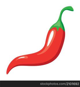 Red chili pepper vegetable on white background isolated icon. Vector illustration.