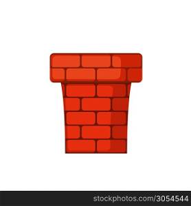 Red Chimney icon in flat style isolated on white background. Vector illustration.. Red Chimney icon in flat style.