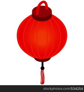 Red chinese lantern icon in isometric 3d style on a white background. Red chinese lantern icon, isometric 3d style