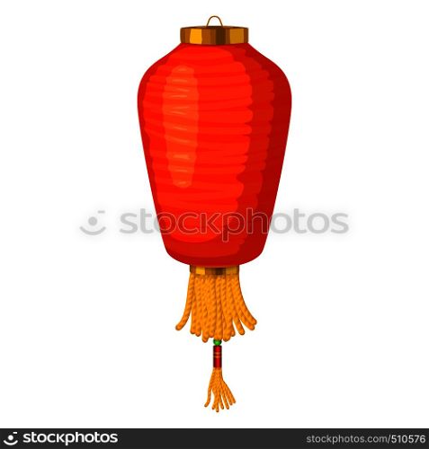 Red chinese paper lantern icon in cartoon style on a white background . Red chinese paper lantern icon in cartoon style