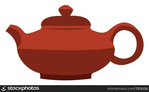 Red chinese teapot, illustration, vector on white background.