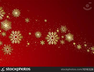 Red Christmas Background with Golden Snowflakes
