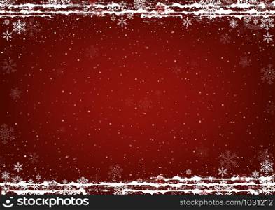 Red Christmas Background with Snow and Snowflakes