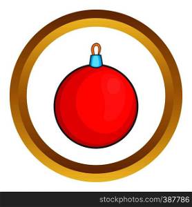 Red Christmas ball in cartoon style isolated on white background vector illustration. Red Christmas ball vector icon