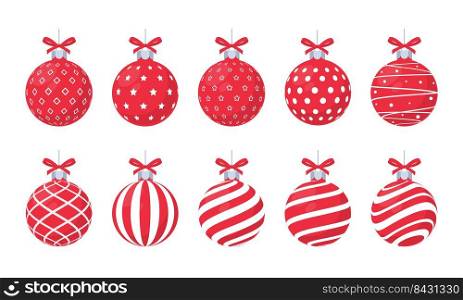 red christmas ball vector with white pattern for christmas celebration