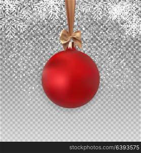 Red Christmas Ball with Ball and Ribbon on Transparent Background Vector Illustration EPS10. Red Christmas Ball with Ball and Ribbon on Transparent Background Vector Illustration