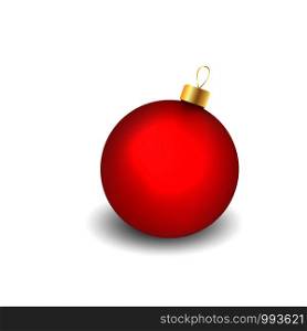 Red Christmas ball with shadow. Vector eps10. Christmas ball with shadow