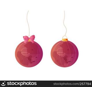 Red Christmas balls watercolor decorations Vector illustrations isolated on white. Red Christmas balls watercolor decorations Vector illustrations isolated on whites