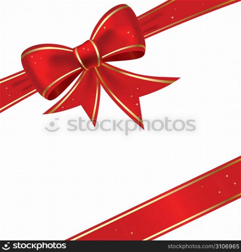 Red christmas bow on a white background