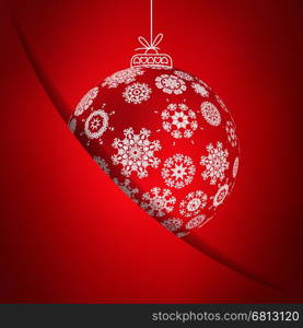 Red christmas card with snowflakes. + EPS10 vector file