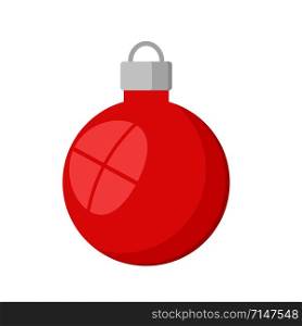 red christmas decorative ball isolated icon on white, stock vector illustration