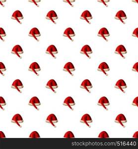 Red christmas hat pattern seamless repeat in cartoon style vector illustration. Red christmas hat pattern