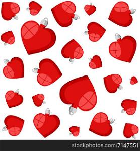 red christmas heart balls decorative pattern isolated icon on white, stock vector illustration