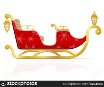 red christmas sleigh of santa claus vector illustration isolated on white background