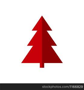 Red christmas tree icon vector isolated on white background