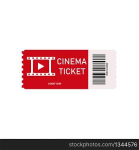 Red cinema ticket isolated on white background. Card for movie. Realistic front view. Pass ticket on film. 3d films coupon icon. Entertainment or concerts concept. Modern theatres and cinemas. Vector.. Red cinema ticket isolated on white background. Card for movie. Realistic front view. Pass ticket on film. 3d films coupon icon. Entertainment and concerts concept. Modern theatres and cinemas. Vector